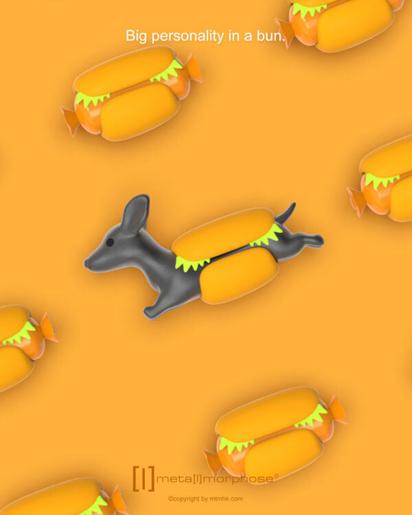 Stainless Steel Keyring - Daschund Hotdog