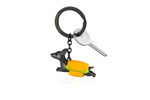Stainless Steel Keyring - Daschund Hotdog