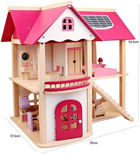Kids Pink Wooden Dollhouse