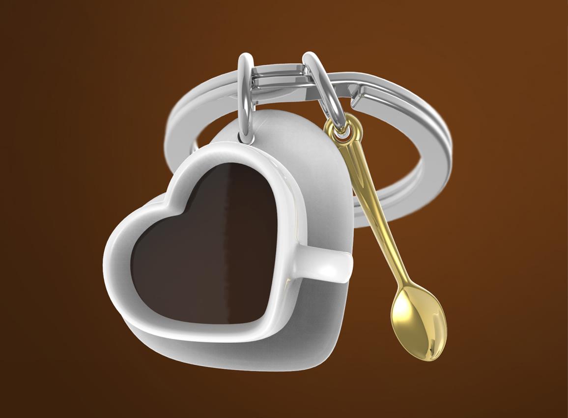 Stainless Steel Keyring - Love Coffee