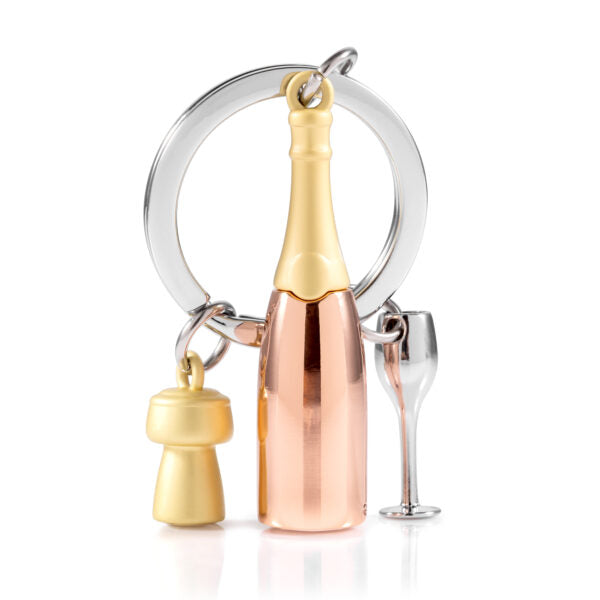 Stainless Steel Keyring - Pink Champagne