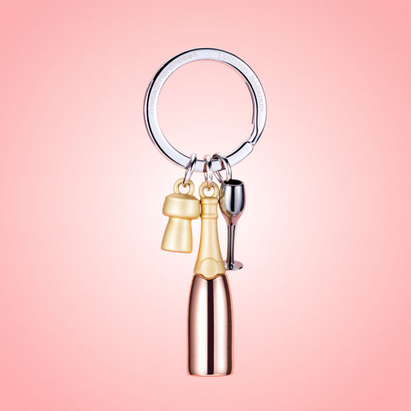 Stainless Steel Keyring - Pink Champagne