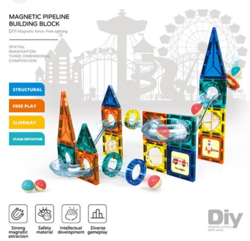Magnetic Pipeline Building Blocks - Beginner Set (42 Pieces)