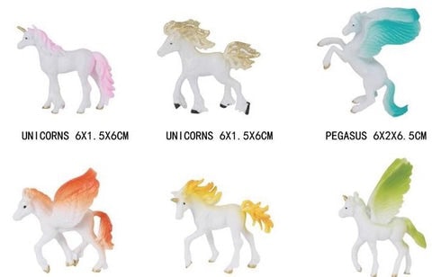 Unicorn Pegasus 6 Piece Solid Figurine Set