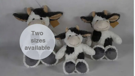 Plush White & Grey Cow Soft Toy