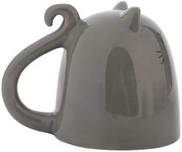 Grey Cat Ceramic Up & Down Mug