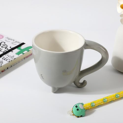 Grey Cat Ceramic Up & Down Mug
