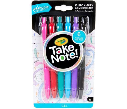 Crayola Take Note! Washable Gel Pens (6)