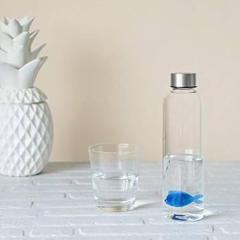 Borasilicate Blue Fish Glass Water Bottle (500ml)