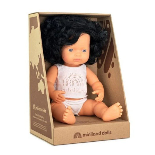 Caucasian Black Curly Hair Girl Doll (38cm)