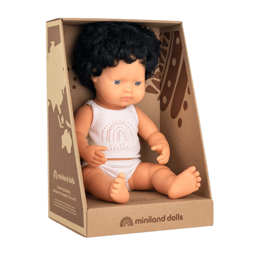 Caucasian Black Curly Hair Boy Doll (38cm)